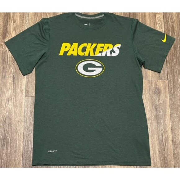 Green Bay Packers Nike Dri Fit Green Training Performance Shirt Size M EUC NFL - Picture 1 of 4